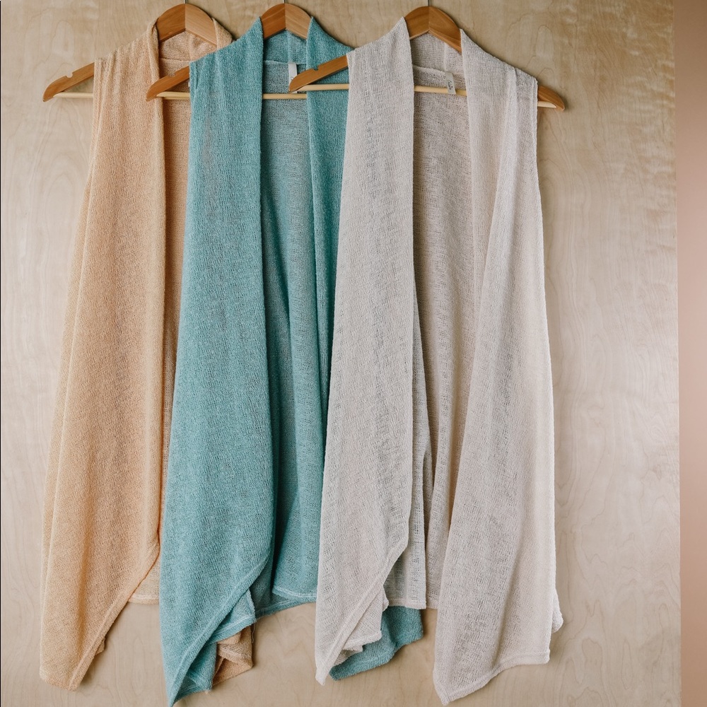 Gauzy Bohemian Cardi Vest in Taupe - Picture 2 of 11